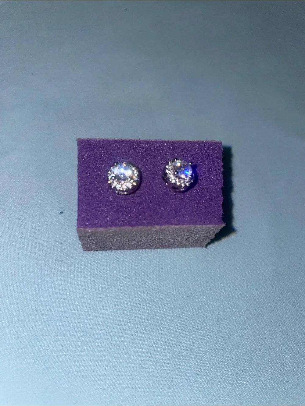 Men's Round Halo Stud Earrings - White Cubic Zirconia 5mm